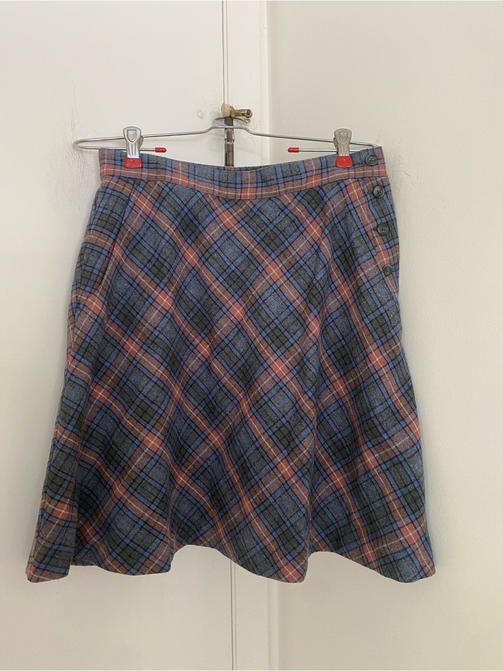 Vintage LizWear Wool Blend Plaid A-Line Skirt Tartan Academia Preppy Clueless